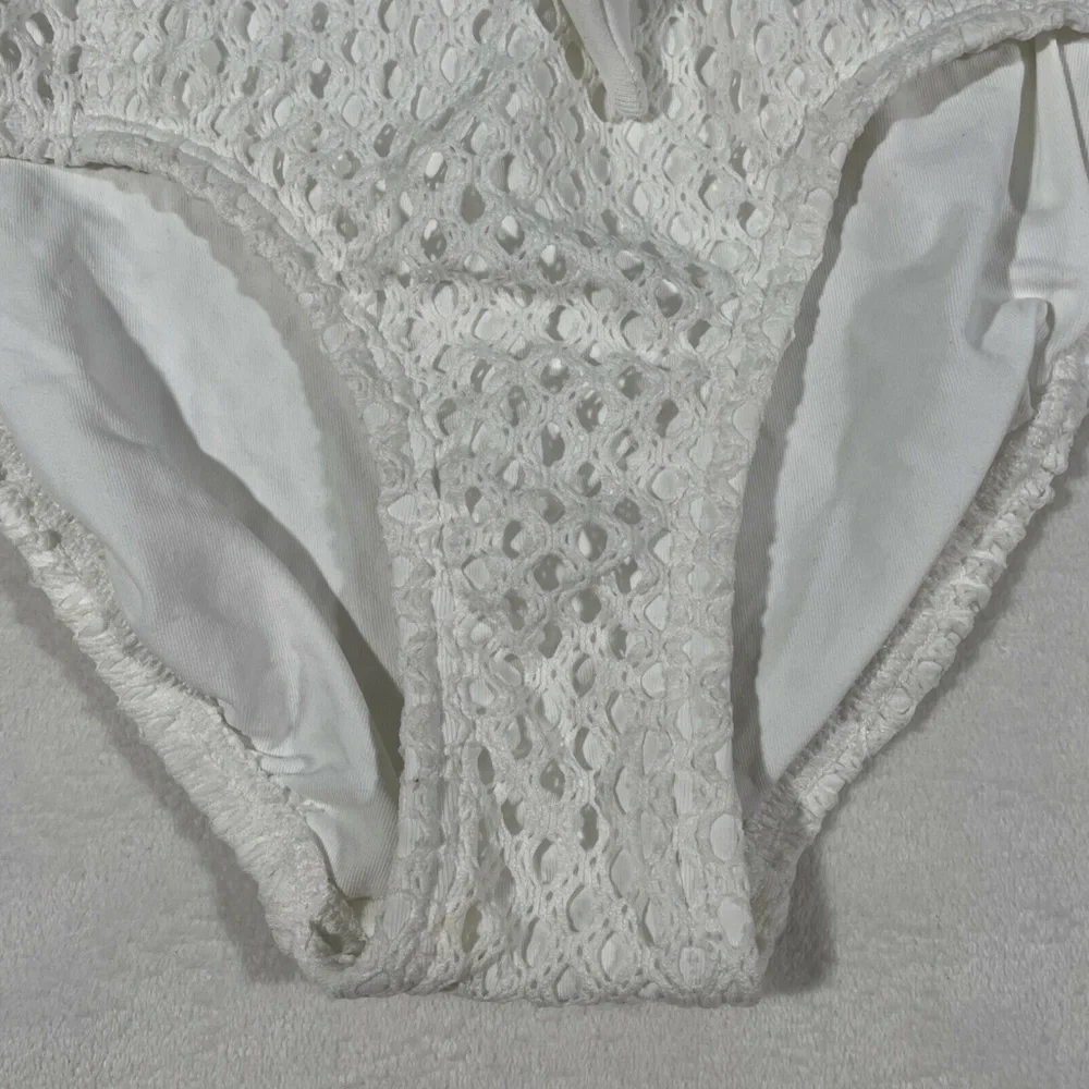 NEW Robin Piccone‎ [ Small ] Mesh High Waisted Front Tie Bikini Bottom White